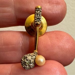 Swarovski Crystal Gold Tone Golf Club/Ball Tie Tack/Tac or Lapel Pin